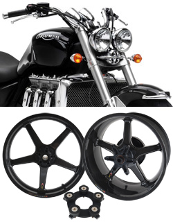 BST Carbon Fibre 5 Spoke Wheels for Triumph Rocket III 2004-2019 (inc. Classic, Roadster & Tourer) - Road & Race 