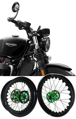 Kineo Wire Spoked Wheels for Triumph Bonneville Bobber Black 2018> onwards 