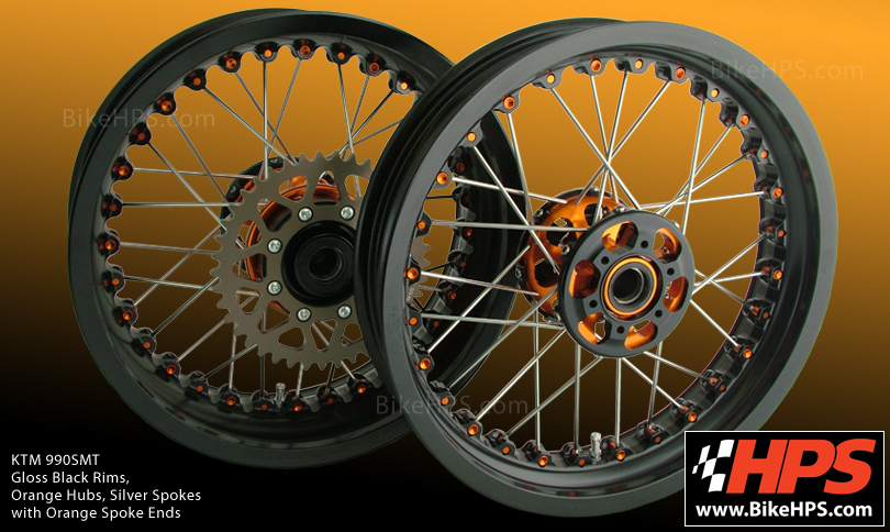 KTM 990SMT Kineo Spoked Wheels Gloss Black & Orange