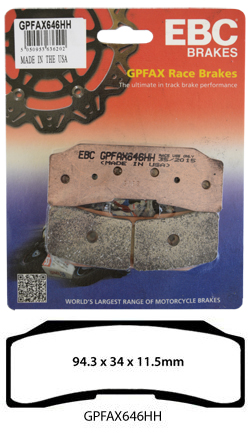 GPFAX EBC Front Brake Pads for Brembo XB2P710 & XB2P711 Endurance 24 Calipers (1 Pack - enough for 1 Calipers) (GPFAX646HH) 