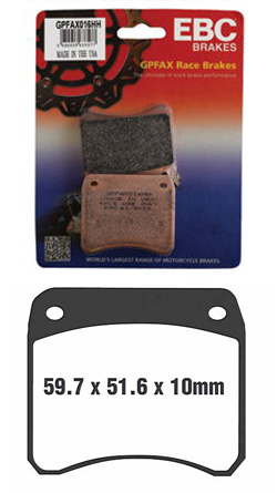 GPFAX EBC Sintered Brake Pads for ISR 22-030 Type 2 Piston Calipers - Track Use (1 Pack enough for 1 caliper) (GPFAX016HH) 