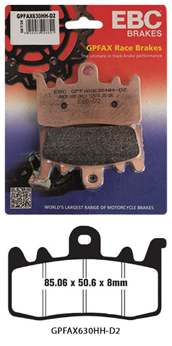 GPFAX D2 EBC Sintered Harley-Davidson Front Brake Pads for Track Use (Complete Front Axle Set) for Harley-Davidson RA1250 Pan America (including CVO, Special, & ST) 2021> onwards