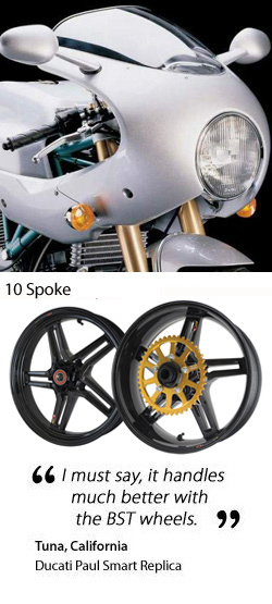 BST Rapid TEK Carbon Fibre Wheels for Ducati Paul Smart SportClassic 1000 LE 2006> onwards - Road & Race 