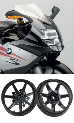 BST Carbon Fibre 7 Spoke Motorcycle Wheels for BMW K1300S 2009> onwards - Road & Race 