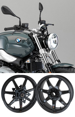 BST Carbon Fibre 7 Spoke Panther TEK Motorcycle Wheels for BMW R nineT Pure 2017> Onwards - Road & Race