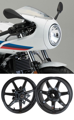BST Carbon Fibre 7 Spoke Panther TEK Motorcycle Wheels for BMW R nineT Racer 2017> Onwards - Road & Race 