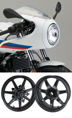 BST Carbon Fibre 7 Spoke Panther TEK Motorcycle Wheels for BMW R nineT Racer 2017> Onwards - Road & Race