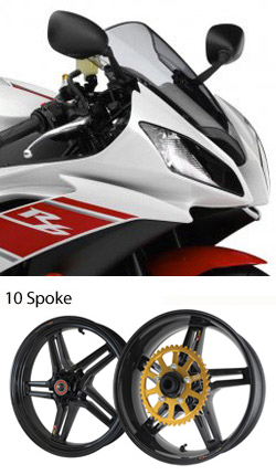 BST Carbon Fibre Wheels for Yamaha YZF-R6 2003-2016 - 10 Spoke Rapid TEK Wheels - Road & Race 