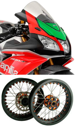 Kineo Wire Spoked Tubeless Wheels for Aprilia RSV4 & RSV4R Factory (inc. APRC & ABS Models) 2009> onwards