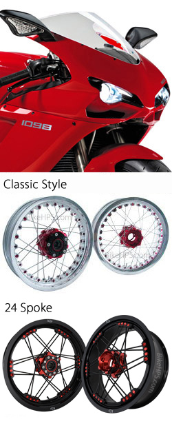 Kineo Wire Spoked Tubeless Wheels for Ducati 1098, 1098R, 1098S & Tricolore 2007-2009 