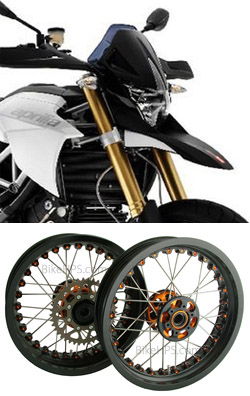 Kineo Wire Spoked Tubeless Wheels for Aprilia Dorsoduro 1200 2010-2018 