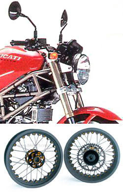 Kineo Wire Spoked Tubeless Wheels for Ducati 750 Monster (inc. Dark models) 1996> onwards