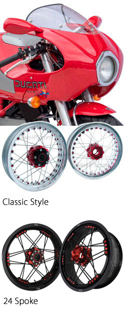 Kineo Wire Spoked Tubeless Wheels for Ducati MH900 Mike Hailwood Replica 