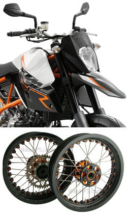 Kineo Wire Spoked Tubeless Wheels for KTM 950 & 990 SMR Supermoto 2005-2014