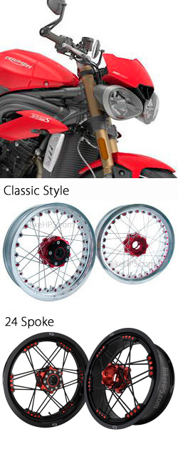 Kineo Wire Spoked Tubeless Wheels for Triumph Speed Triple 1050S & 1050R (with Brembo Brakes) 2016> onwards