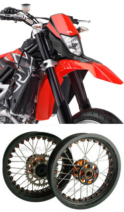 Kineo Wire Spoked Tubeless Wheels for Aprilia SXV550 2006-2014 
