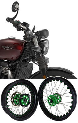 Kineo Wire Spoked Tubeless Wheels for Triumph Bonneville Bobber 1200 (Liquid Cooled Engine) 2017-2020