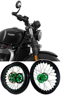 Kineo Wire Spoked Wheels for Triumph Bonneville Bobber 1200 (Liquid Cooled Engine & Twin Front Brake Discs) 2021> onwards 