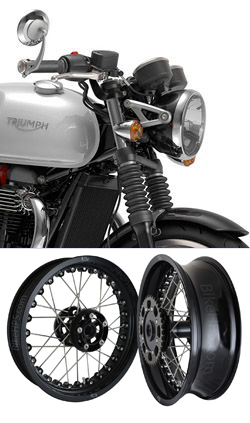 Kineo Wire Spoked Tubeless Wheels for Triumph 1200 Thruxton, Thruxton R, RS & Thruxton FE 2016> onwards