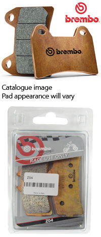 Brembo Triumph Z04 Front Brake Pads for Race & Track Day Use (Complete Front Axle Set - i.e., 2 calipers where required)