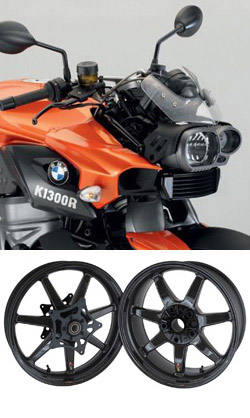 BST Carbon Fibre 7 Spoke Panther TEK Motorcycle Wheels for BMW K1300R 2009> onwards - Road & Race 