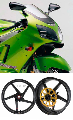 BST Carbon Fibre 5 Spoke Wheels for Kawasaki ZX12R A1 2001> onwards - Road & Race 