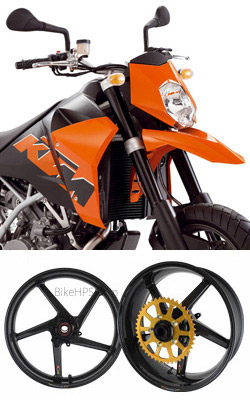 BST Carbon Fibre  5 Spoke Wheels for KTM 950 & 990 SuperMotard / SuperMoto 2005-2011 - Road & Race 