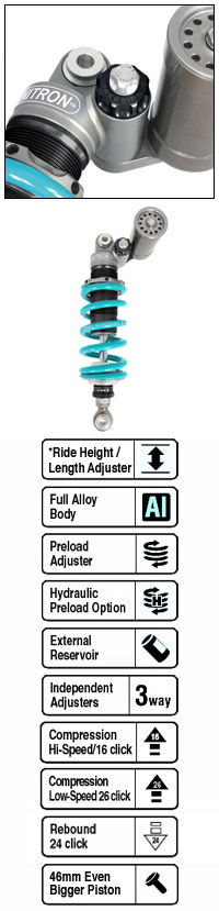 Nitron NTR R3 Race-Pro Rear Shock Absorber for Triumph Motorcycles (3-Way Adjustable) 