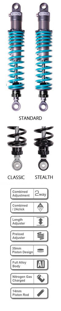 Nitron NTR Street Twin Shocks - Rear Shock Absorbers for Kawasaki Motorcycles 