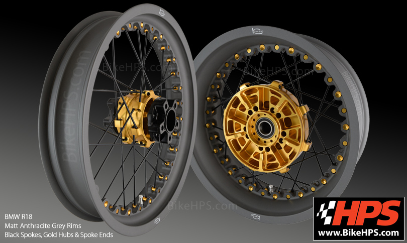 BMW R18 Kineo Wheels Matt Anthracite Grey & Gold