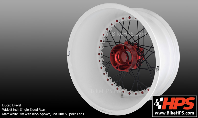 Ducati Diavel Single-Sided Rear Kineo Wheel White Red & Black Wheel