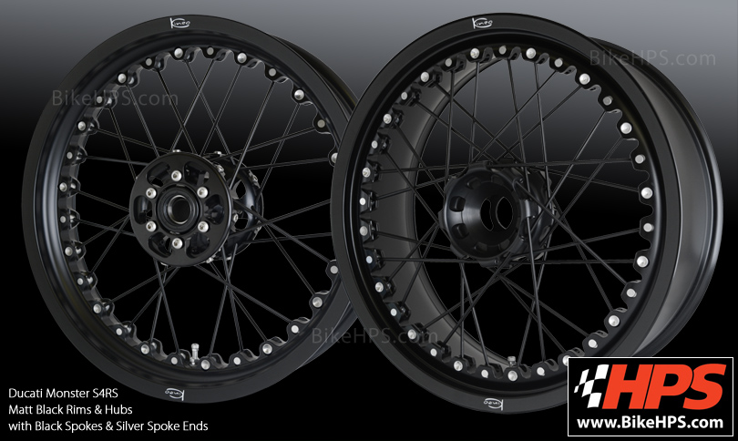 Ducati Monster S4RS Kineo Spoked Wheels Matt Black & Silver