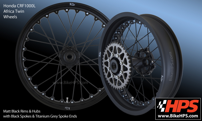 Kineo Tubeless Spoked Wheels for Honda CRF1000L Africa Twin - Matt Black & Titanium Grey