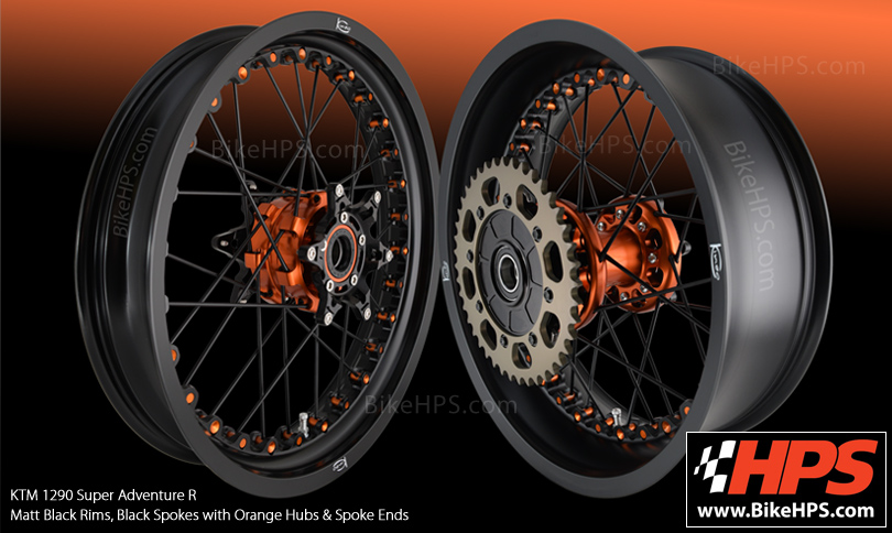 Kineo Wheels Matt Black & Orange Rims for KTM 1290 Super Adventure R
