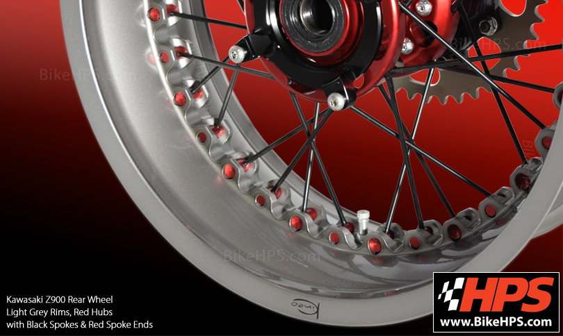 Kineo Wheels for Kawasaki Z900 in Light Grey & Red