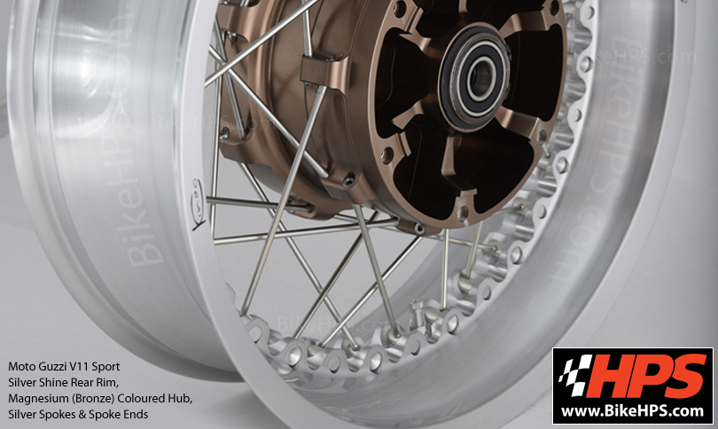 Kineo Spoked Wheels for Moto Guzzi V11 Sport Wheels SIlver, Magnesium & Bronze