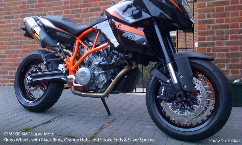 KTM 990 SMT Super Moto with Kineo Wheels Black and Orange