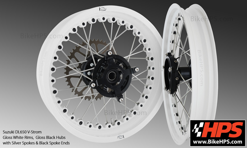 Suzuki DL650 V-Strom Kineo Spoked Wheels Gloss White & Black