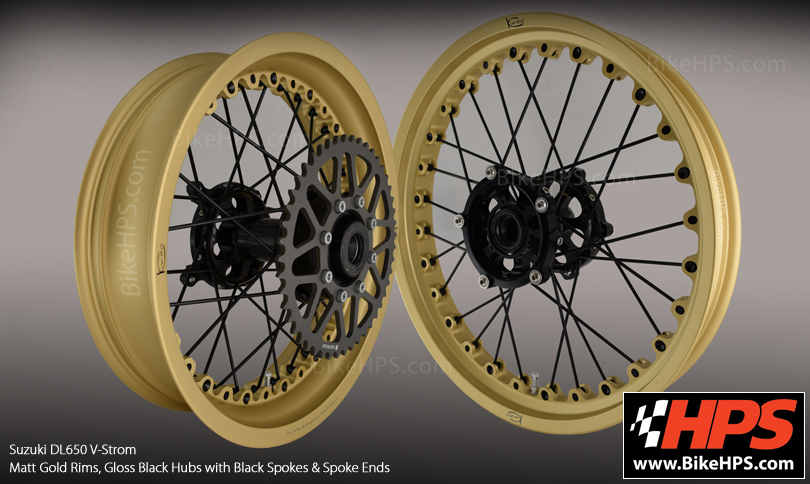 Suzuki DL650 V-Strom Kineo Spoked Wheels Matt Gold & Black