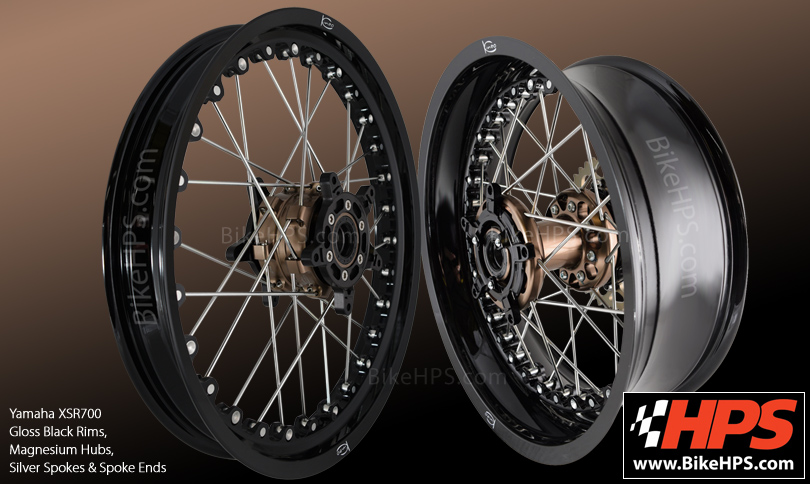 Kineo Wheels - Yamaha XSR700 - Gloss Black, Magnesium & Silver