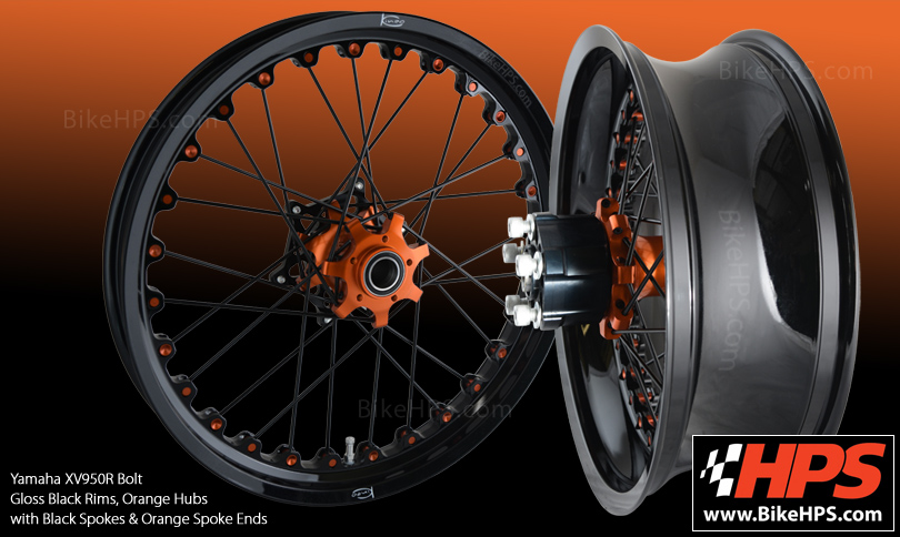 Yamaha XV95-R Bolt Kineo Spoked Wheels Gloss Black & Orange